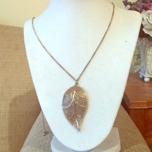 Long Gold Leaf Necklace